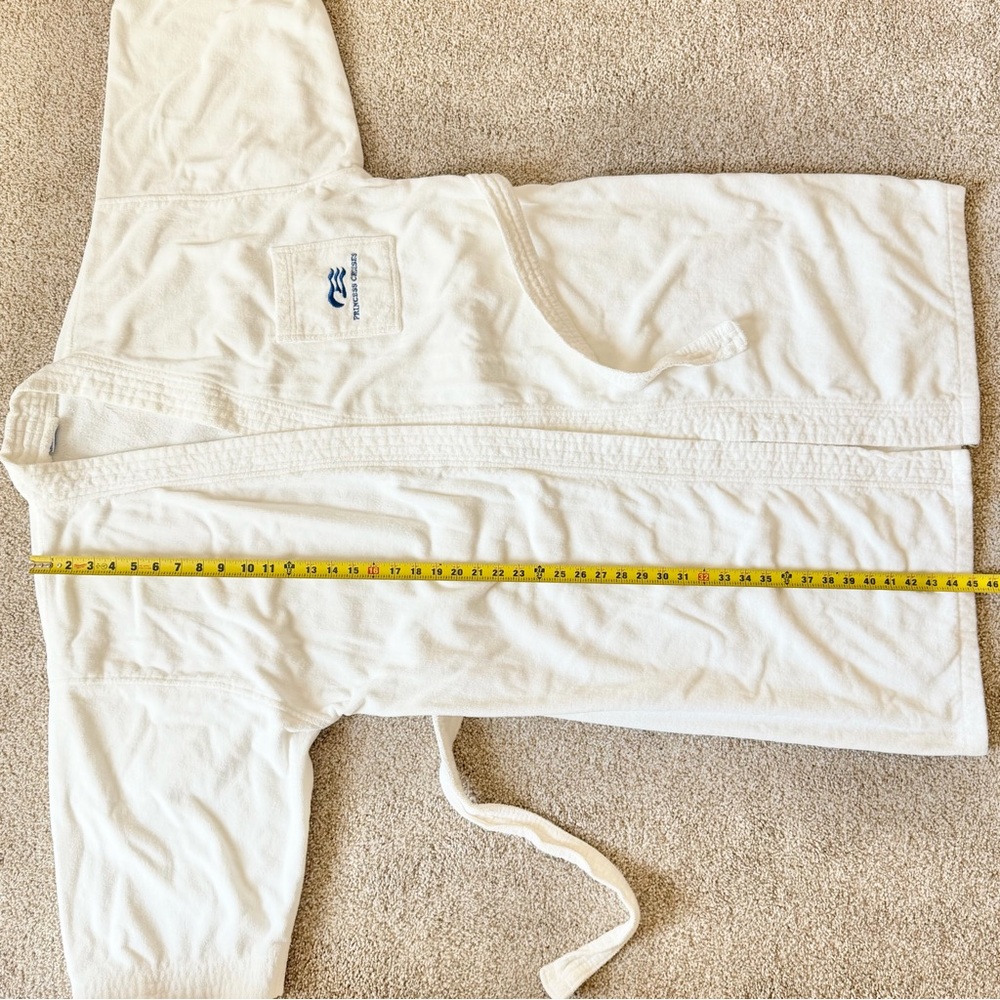 Princess Cruises Long Robe Tie Belt Cotton One Size Embroidered White Comfy - Picture 12 of 12